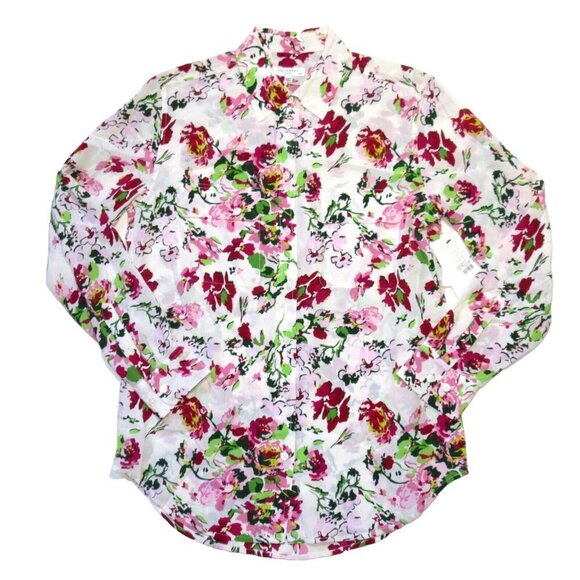 Equipment Tops - NWT Equipment Signature in Bright White Floral Silk Button Down Shirt S